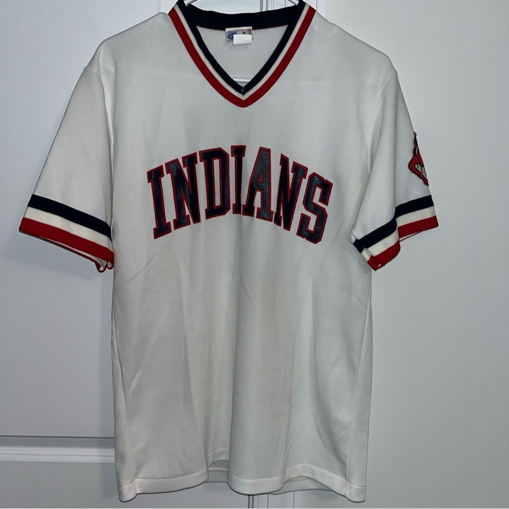 Vintage Cleveland Indians pro Knit Jersey #7 Chief Wahoo Baseball MLB USA made L